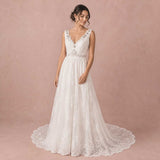 Vintage Style Lace Wedding Dress with V Neckline | AMICE
