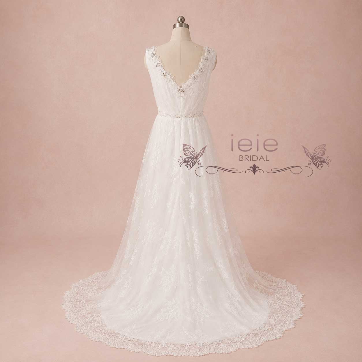 Vintage Style Lace Wedding Dress with V Neckline | AMICE