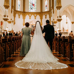 Extra Wide Cathedral Length Wedding Veil with Lace at the Hem VG2006W