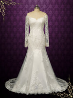 Ready to Wear Ivory Lace Mermaid Wedding Dress with Off Shoulder Sleeves MEG