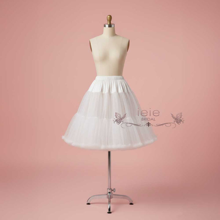 Knee Length Retro 1950s Ivory and White Short Tulle Petticoat PT1007