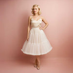 Midi Tea Length Retro 1950s Ivory and White Short Tulle Petticoat PT1007