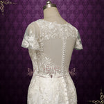 Fitted Boho Lace Mermaid Wedding Dress with Short Sleeves | JANUARY