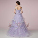 Enchanting Lilac Purple Ball Gown Wedding Dress with Off Shoulder Straps | KARENA