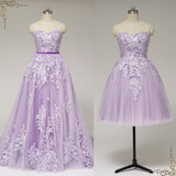 Convertible Purple Lace Wedding Dress with Overskirt | VASPER