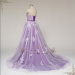 Convertible Purple Lace Wedding Dress with Overskirt | VASPER