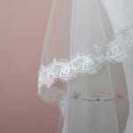 Fingertip Length Eyelash Short Lace Mantilla Wedding Veil VG1005