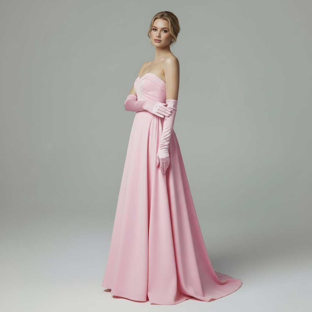 Pink Long Satin Gloves for Opera, Black Tie, Gala, Formal Occasions AC1011
