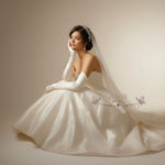 White Ivory Long Satin Gloves for Weddings, Debutante, Regency Balls AC1011