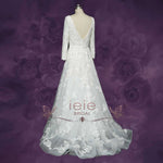 Slim A-line Lace Wedding Dress with Long Sleeves | BELLARIS