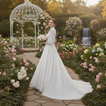 Long Sleeves Lace Wedding Dress with High Neck | Benedicta