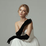 Long Black Velvet Opera Gloves for Formal Evening Dress AC1017
