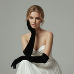 Long Black Velvet Opera Gloves for Formal Evening Dress AC1017