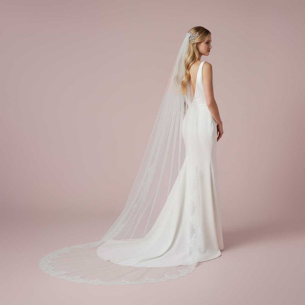 Cathedral Wedding Veil with Lace from Midway VG2013