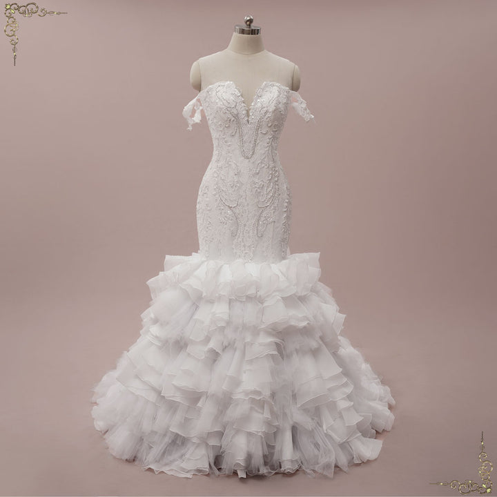 Lace Mermaid Wedding Dress with Ruffle Skirt | OKSANA
