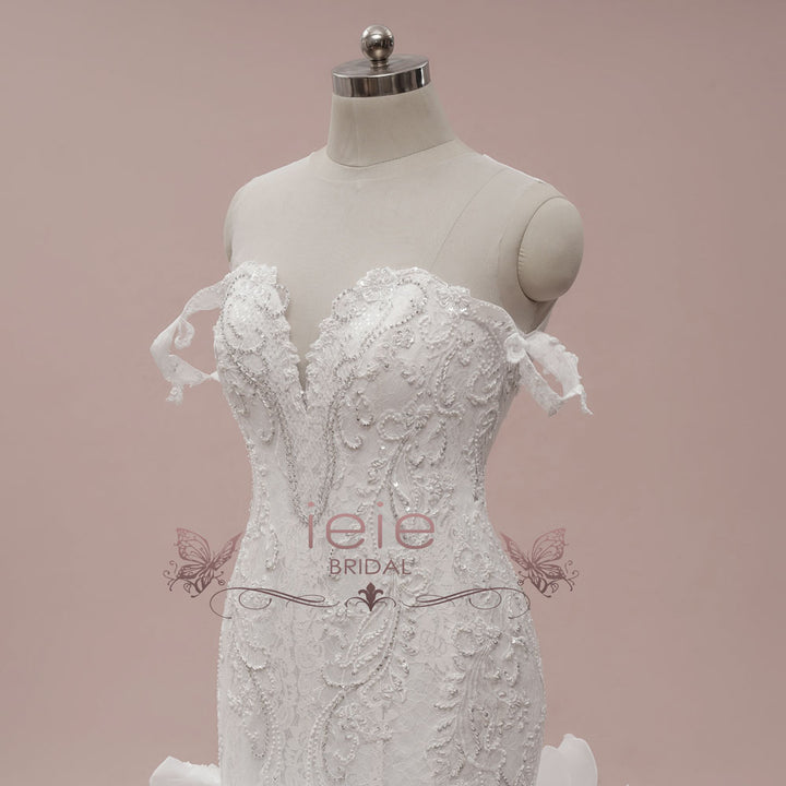 Lace Mermaid Wedding Dress with Ruffle Skirt | OKSANA