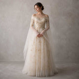 Unique Gold Celestial Medieval Wedding Dress ANNORA