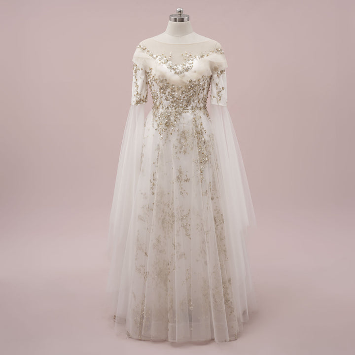 Unique Gold Celestial Medieval Wedding Dress ANNORA Size 20W / Gold Unique Gold Celestial Medieval Wedding Dress ANNORA Size 20W / Gold