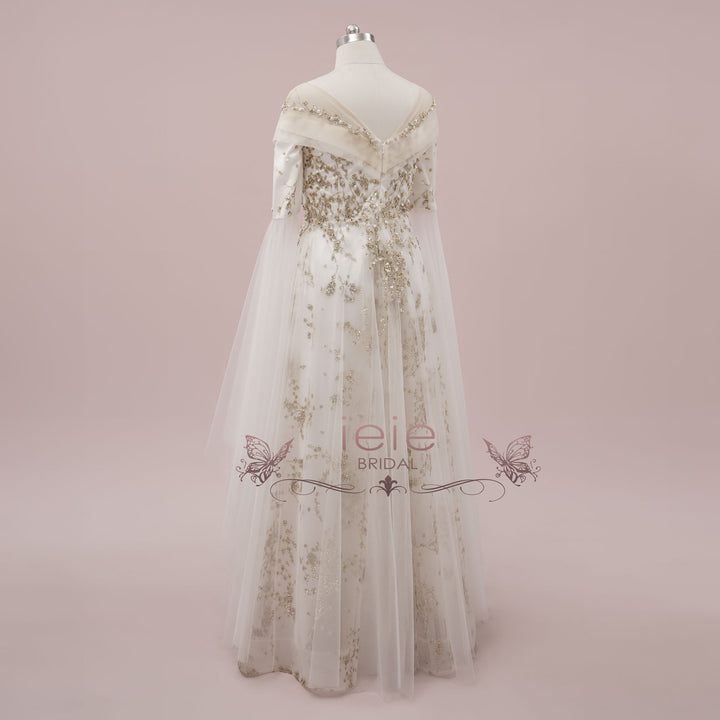 Unique Gold Celestial Medieval Wedding Dress ANNORA
