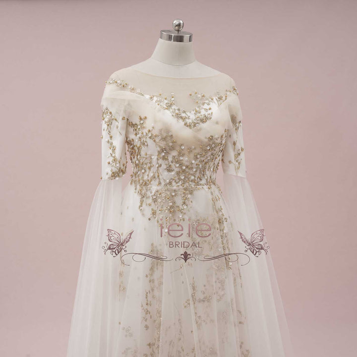 Unique Gold Celestial Medieval Wedding Dress ANNORA
