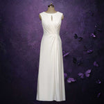Minimalist Crepe Wedding with Boat Neckline and Cap Sleeves DAWN