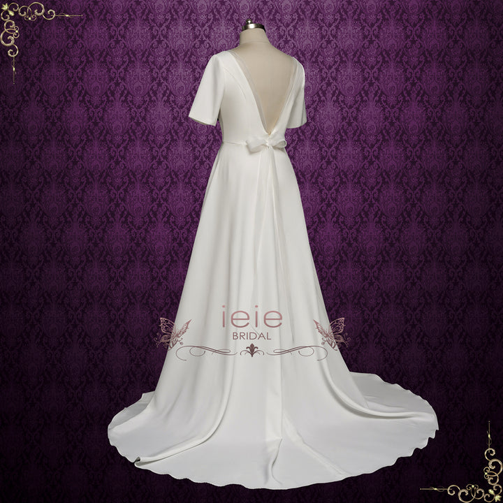 Minimalist Simple Elegant Wedding Dress with Short Sleeves | BELKIS ieie Minimalist Simple Elegant Wedding Dress with Short Sleeves | BELKIS ieie