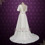 Minimalist Simple Elegant Wedding Dress with Short Sleeves | BELKIS