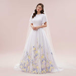 Modest A-line Wedding Dress with Color Embroidered Lace | ROSEMARIE