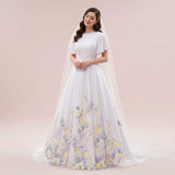 Modest A-line Wedding Dress with Color Embroidered Lace | ROSEMARIE