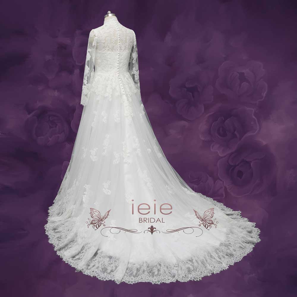 Classic Lace Ball Gown Wedding Dress with High Neck CLARINA