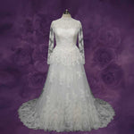 Classic Lace Ball Gown Wedding Dress with High Neck CLARINA