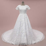Modest Lace Ball Gown Wedding Dress with Short Sleeves SANFORD