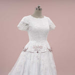 Modest Lace Ball Gown Wedding Dress with Short Sleeves SANFORD