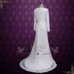 Modest Fitted A-line Lace Wedding Dress with Long Sleeves | MEENA