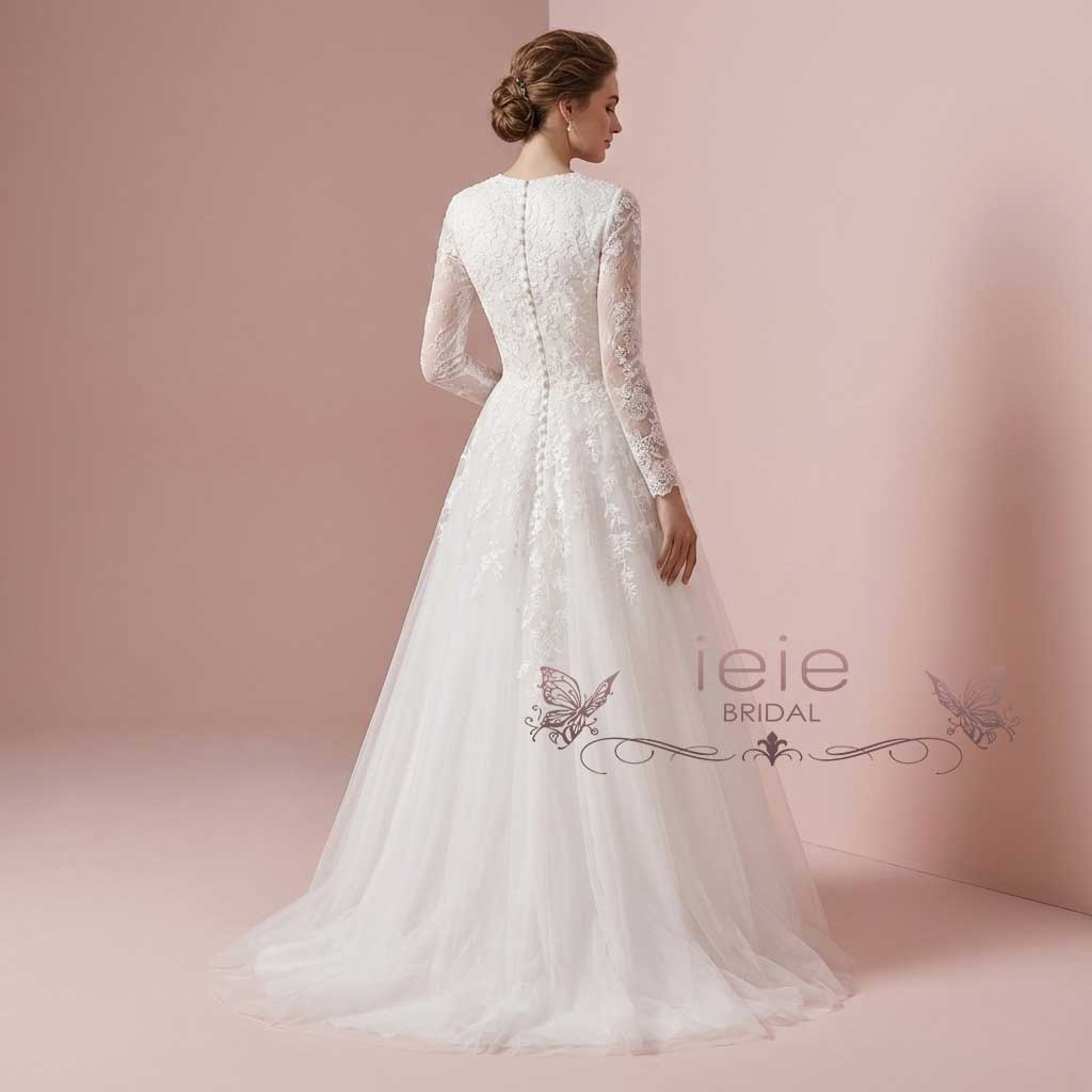 Modest Lace Wedding Dress with Long Sleeves | SERAPHINE