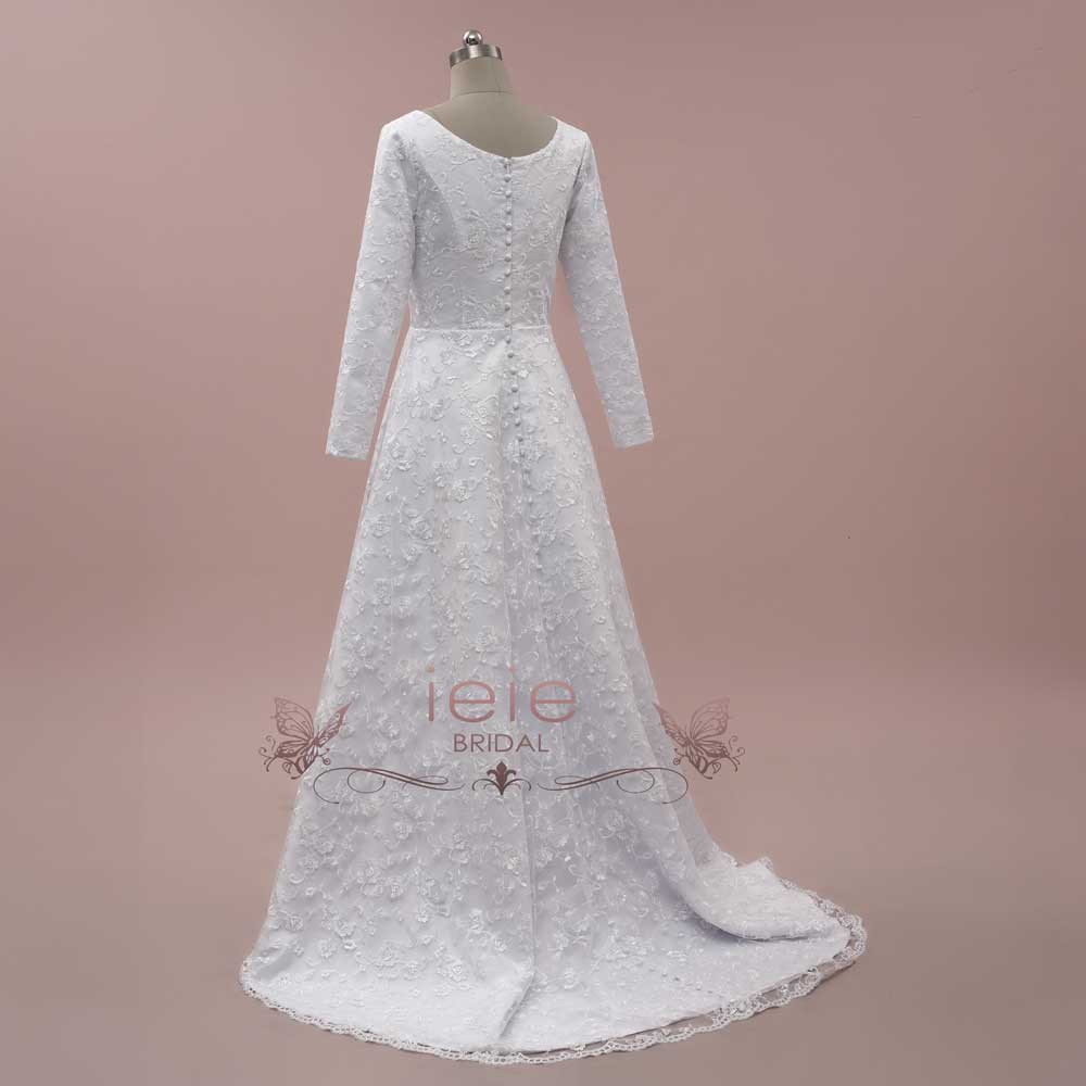 Modest Lace Wedding Dress with Long Sleeves ALVINA