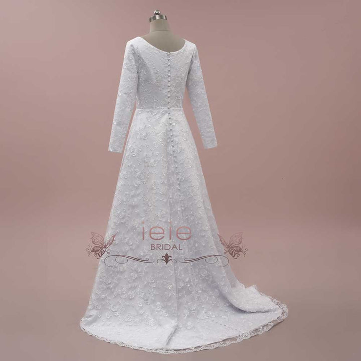 Modest Lace Wedding Dress with Long Sleeves ALVINA