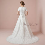 Modest Lace A-line Wedding Dress with Short Sleeves AVICE