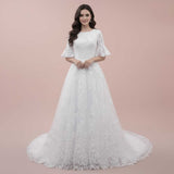 Modest Lace Wedding Dress with Short Sleeves MARIEANNA