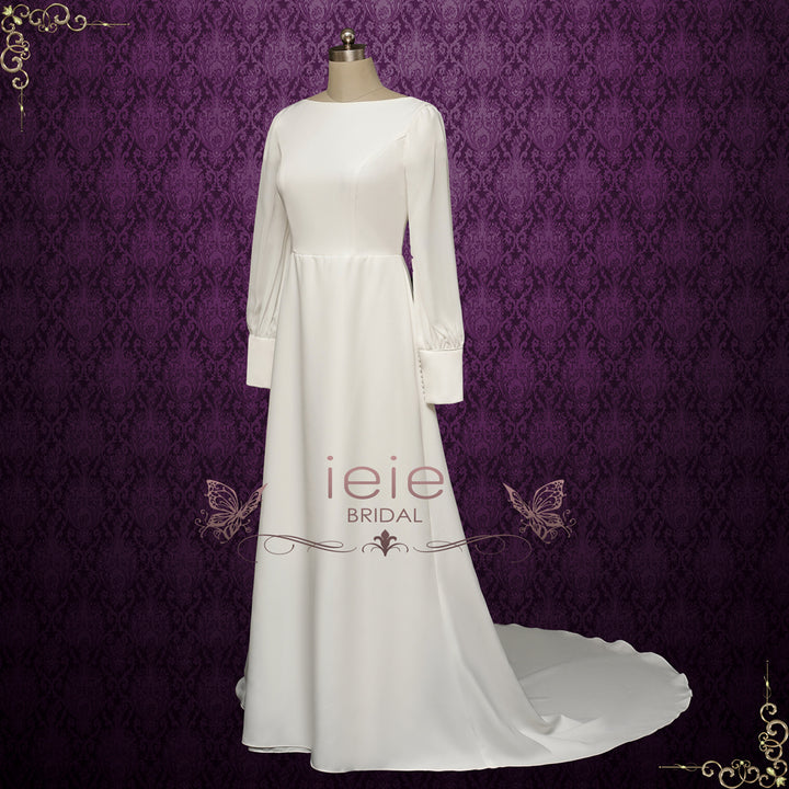 Simple Modest Long Sleeves Wedding Dress NYASIA