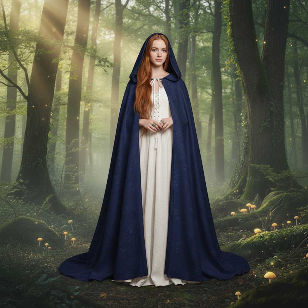 Medieval Vintage Hooded Navy Blue Long Cloak Cape Y170903C