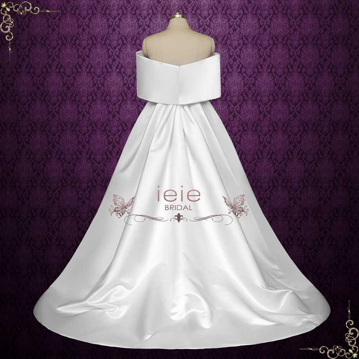 Modern Off the Shoulder Satin Fitted Wedding Dress NELSON