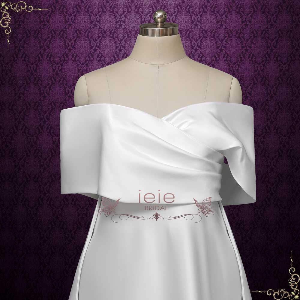 Modern Off the Shoulder Satin Fitted Wedding Dress NELSON
