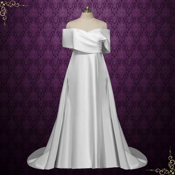 Modern Off the Shoulder Satin Fitted Wedding Dress NELSON