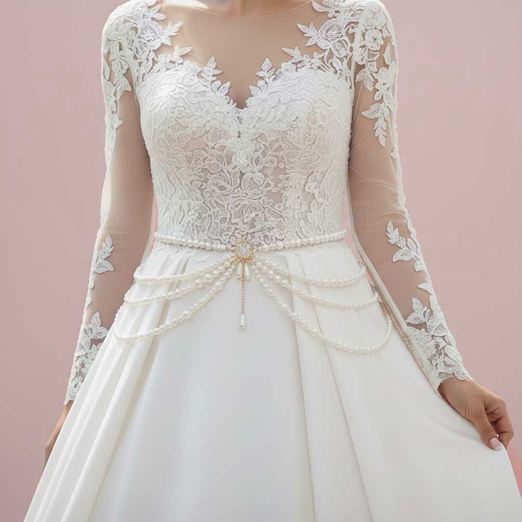 Bridal Pearl Waist Chain