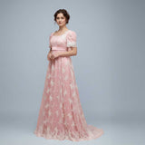 Pink Lace Regency Style Ball Gown Wedding Dress HELENA