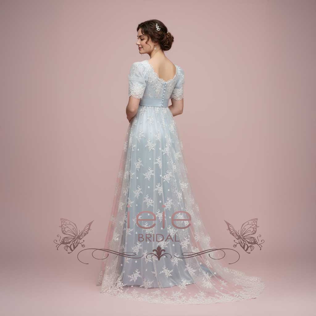 Powder Blue Regency Lace Evening Ball Gown HELENA