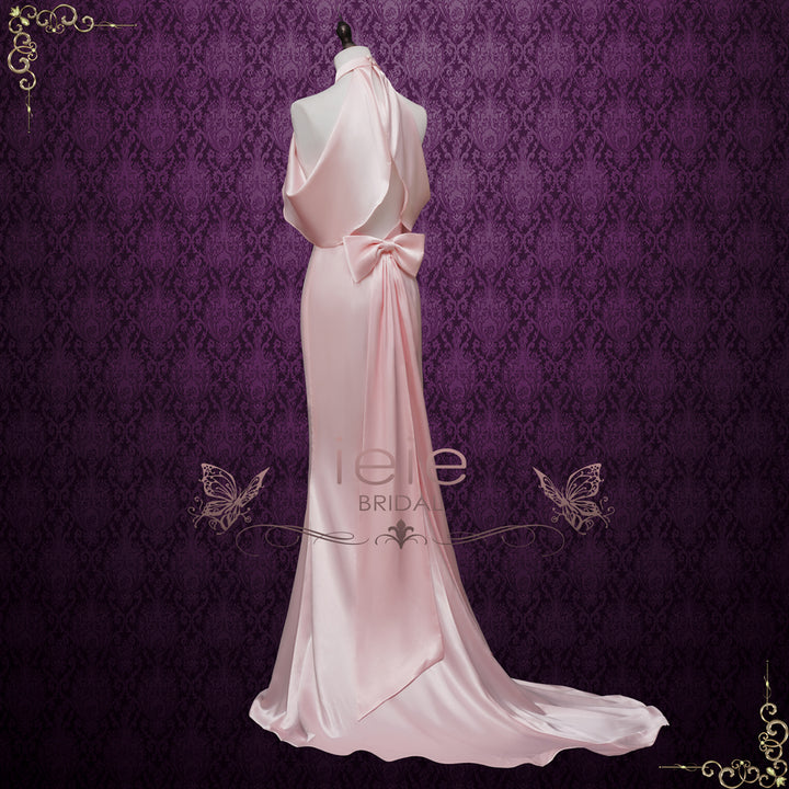 Pink Silky Satin Retro Hollywood Style Wedding Dress | BRIAR Size 20W / Pink Pink Silky Satin Retro Hollywood Style Wedding Dress | BRIAR Size 20W / Pink