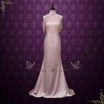 Pink Silky Satin Retro Hollywood Style Wedding Dress | BRIAR