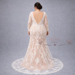 Plus Size Illusion Lace Mermaid Wedding Dress with Long Sleeves ALITA